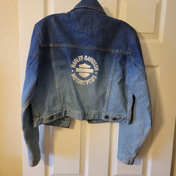 Harley Davidson Women's Cropped Ombré Jean Jacket Size S - Picture 5 of 9